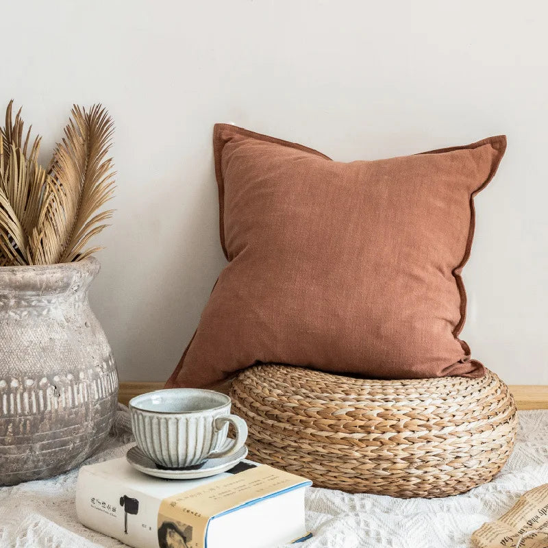 DecorBites™ Linen Fringed Pillow Cover for Home Bed Sofa Decoration