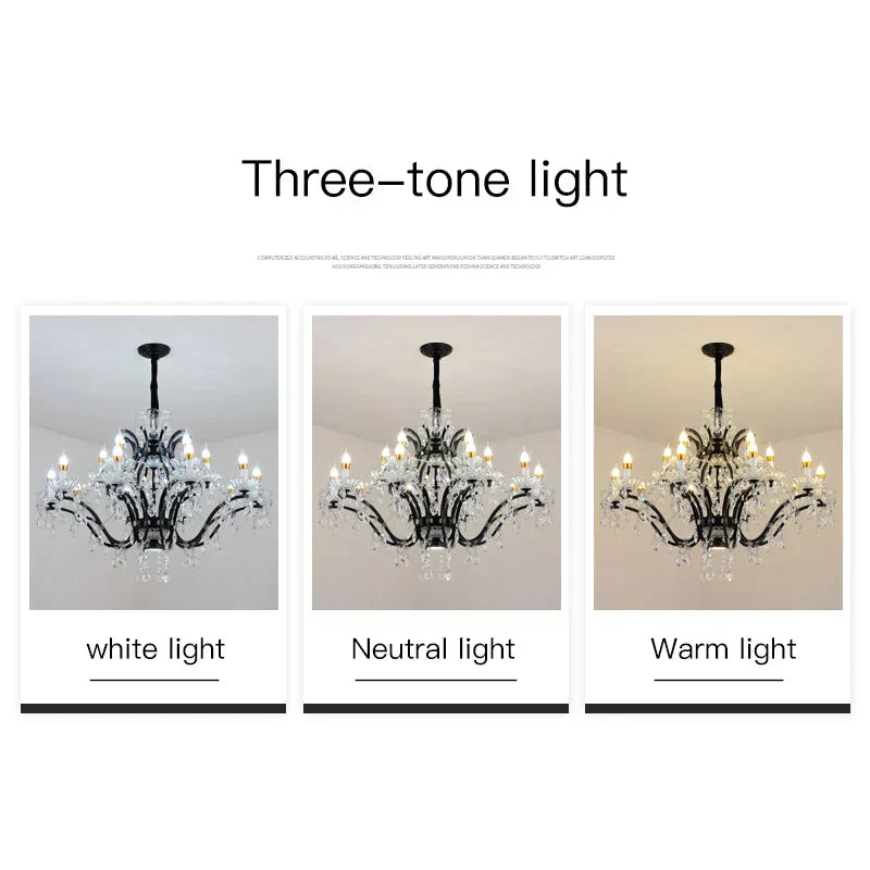 DecorBites™ Crystal Candle Chandelier Lighting: Farmhouse Dining Kitchen Pendant Lamp