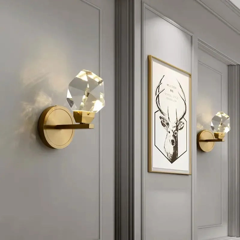 DecorBites™ Crystal LED Copper Wall Sconce - Modern Luxury Wall Light Fixture