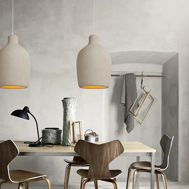 DecorBites™ LED Chandelier: Minimalist Cement Hanging Light for Bedroom and Living Room