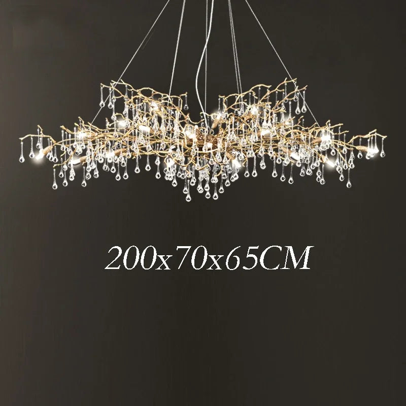 ثريا كريستال ذهبية من DecorBites™: إضاءة LED عصرية فاخرة لغرفة المعيشة والفيلا