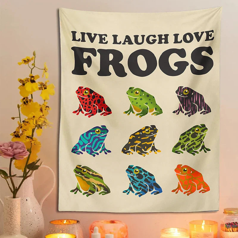 DecorBites™ Frogs Tapestry Wall Hanging Psychedelic Hippie Aesthetic Tapestries Home Decor