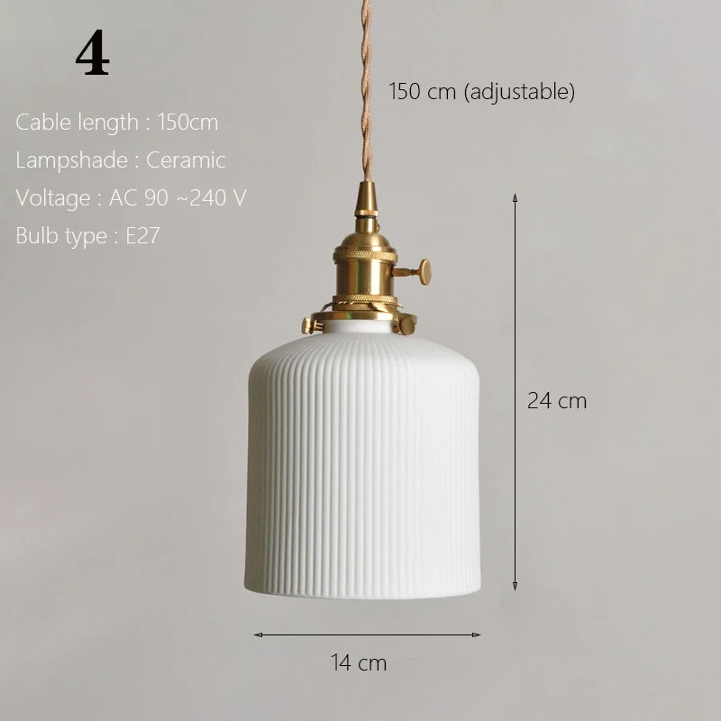 Japanese Ceramic Pendant Light With Copper Finish
