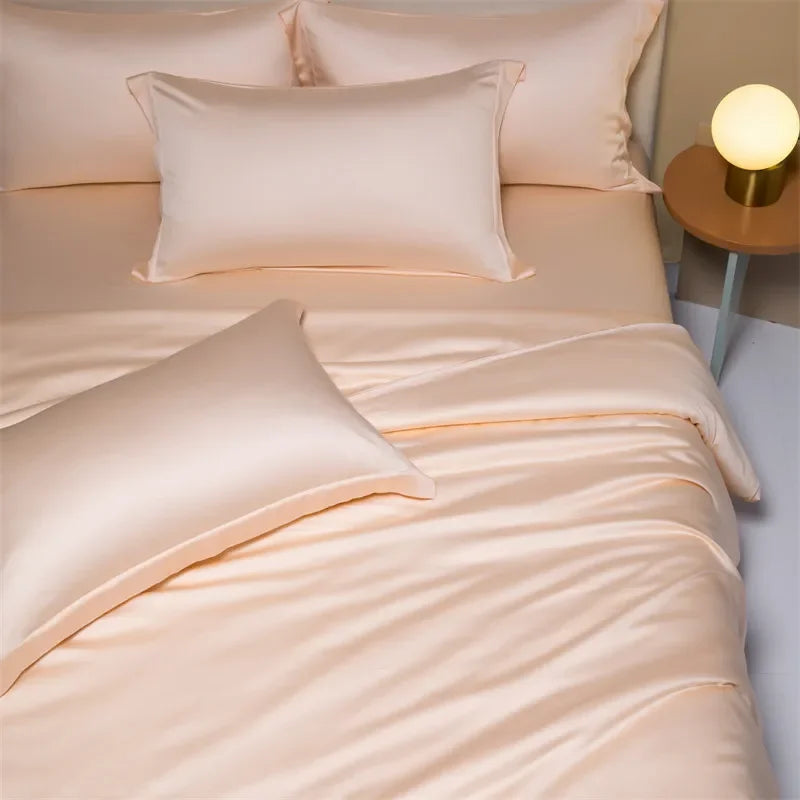 DecorBites™ طقم مفروشات من القماش الطبيعي 120S، ملاءة صيفية مبرّدة ملائمة للبشرة، مفروشات لطيفة على الجلد