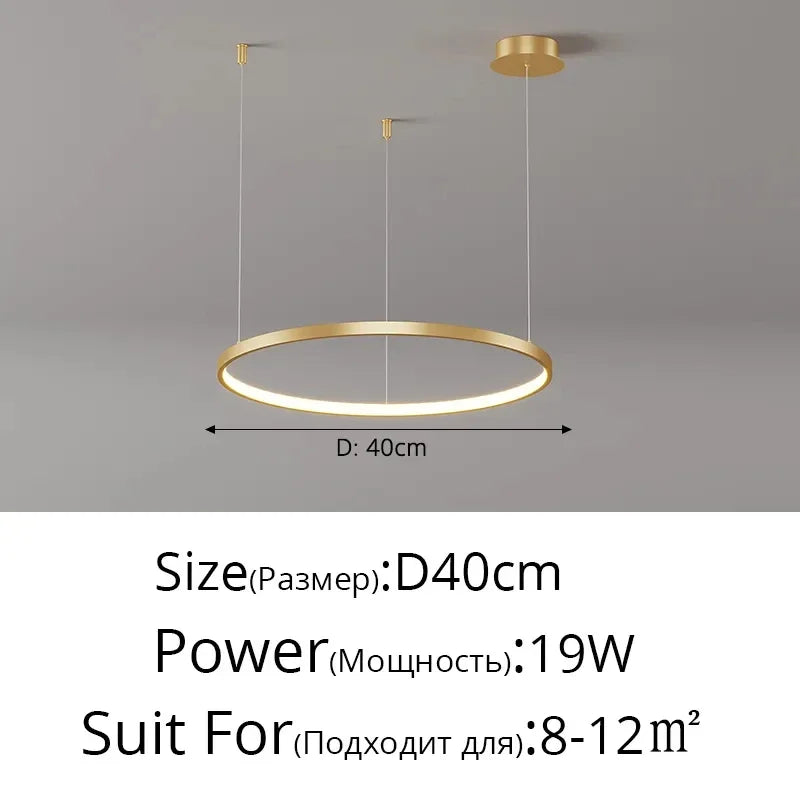 مصباح قلادة حلقي LED أكريليك DecorBites™، تصميم حديث بسيط للثريا الفنية