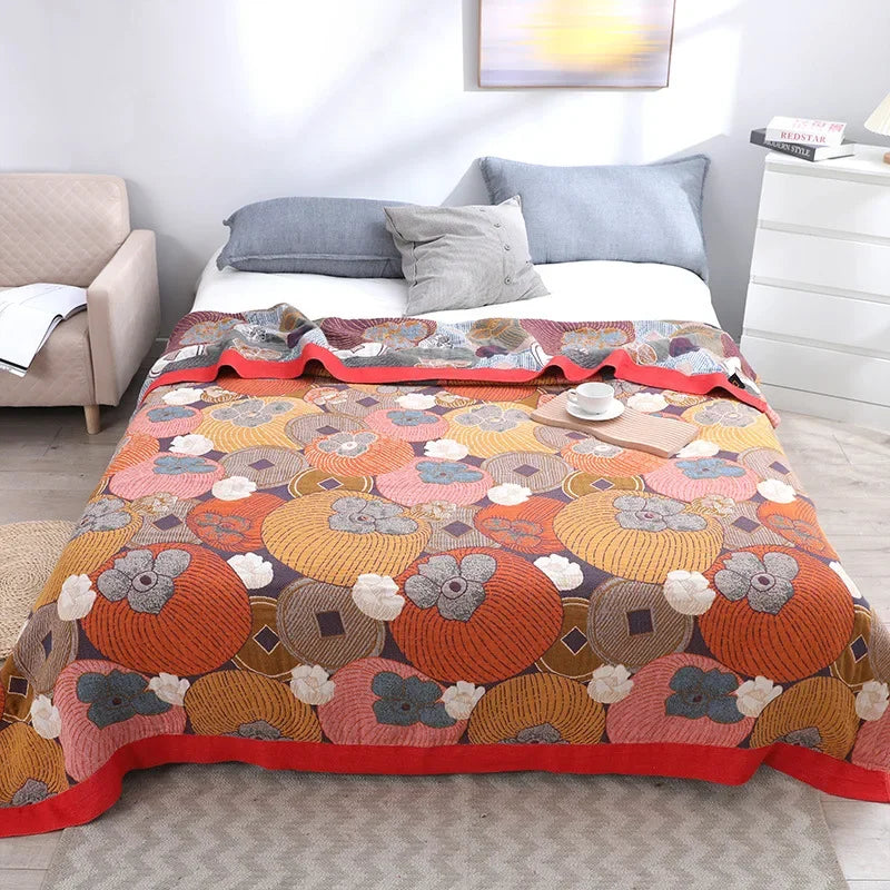DecorBites™ 100% Cotton Nordic Throw Blanket - Soft Gauze Bedspread for Bedroom & Sofa