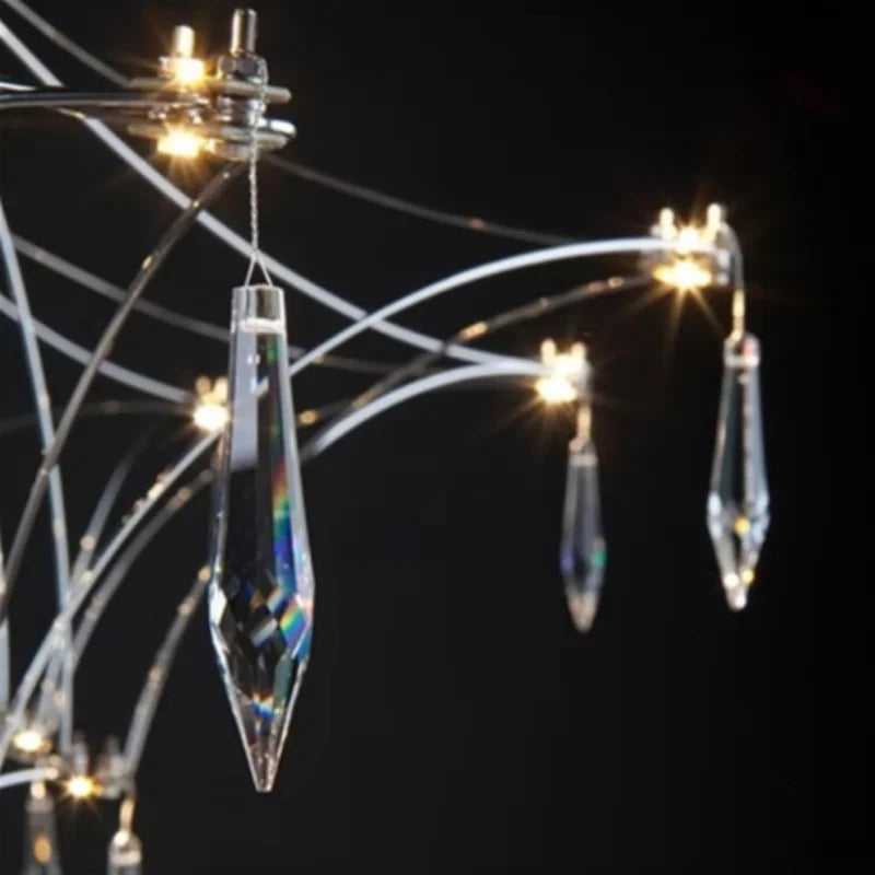 Italian Minimalist Crystal Pendant Light in Silver or Gold