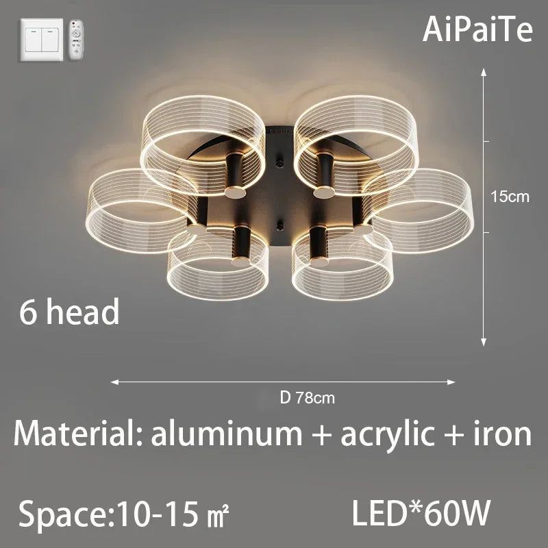 DecorBites™ Acrylic Lustre Chandelier for Living Room, Bedroom, Kitchen - Hanging Ceiling Lamps