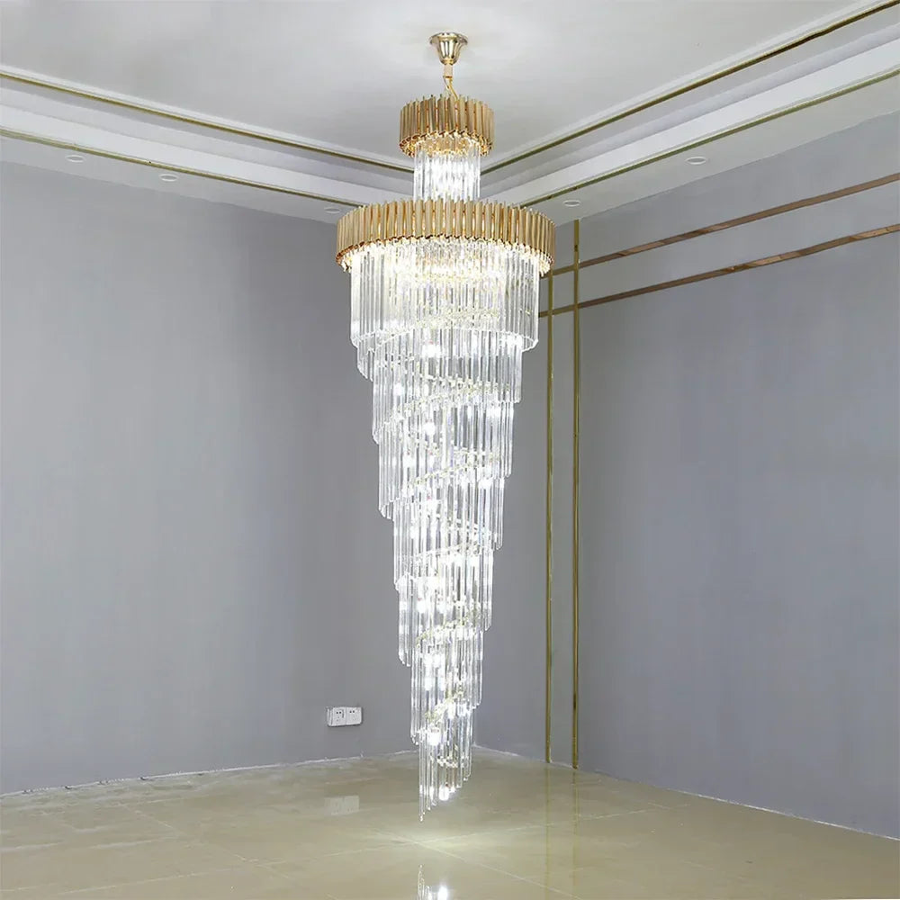 DecorBites™ Crystal LED Chandeliers: Luxury Multi-layer Staircase Lighting, Black Stainless Steel