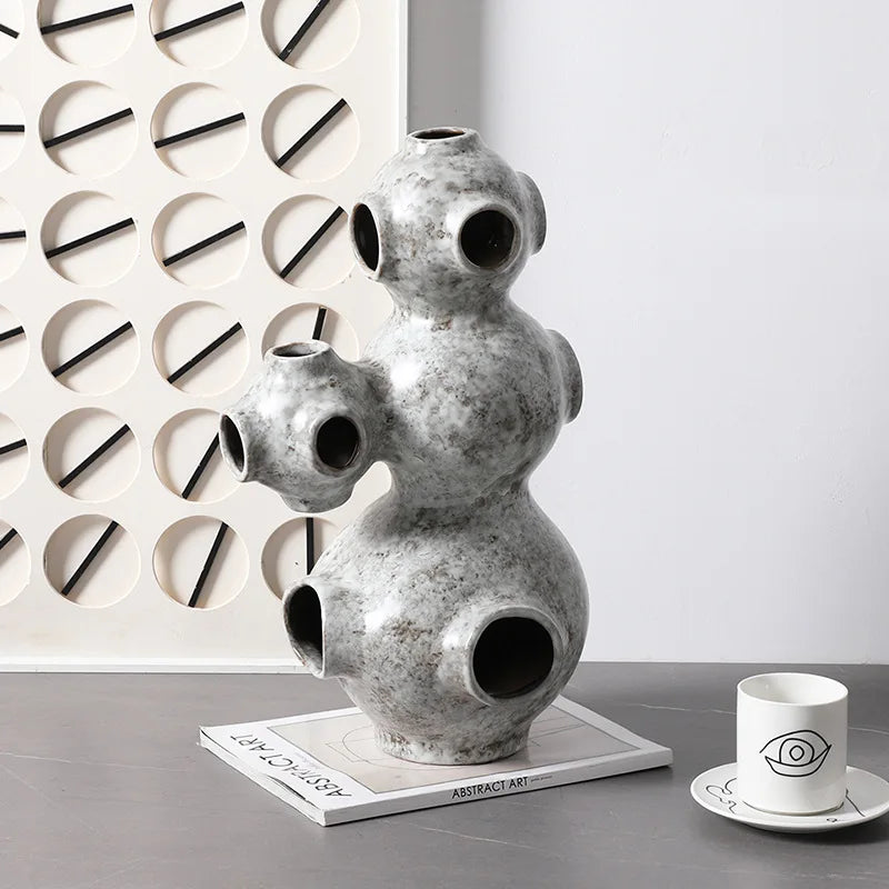 DecorBites™ Abstract Planet Hollow Pipe Ceramic Ornament Figurine - Home Decor Accessory