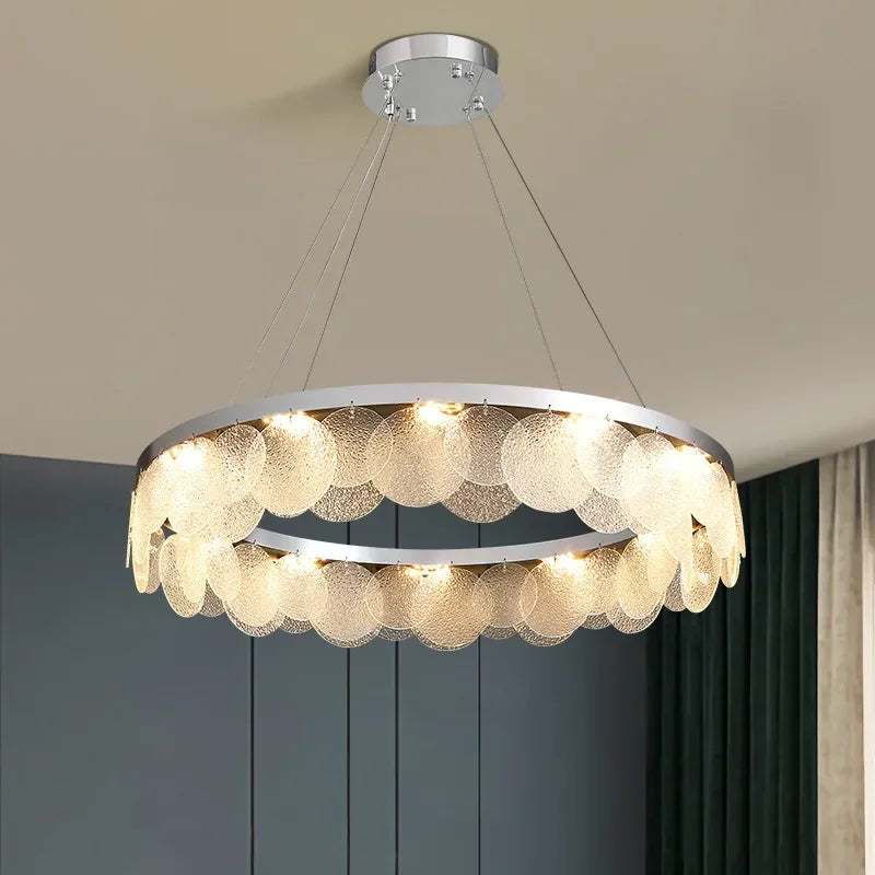 DecorBites™ ثريا زجاجية ومصباح سقف LED | فن معدني حديث | ديكور داخلي لغرفة المعيشة والمطبخ