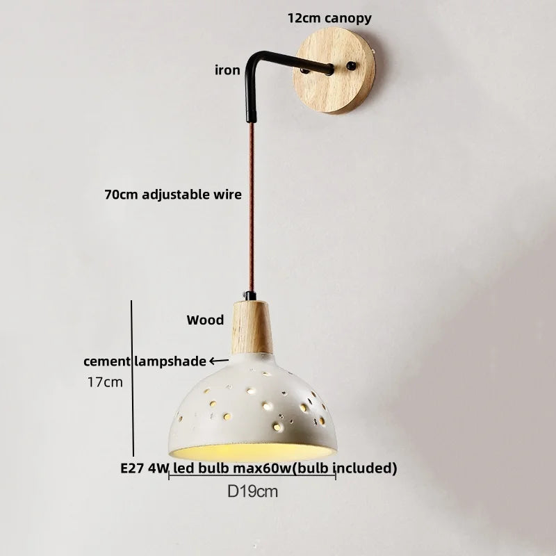 DecorBites™ Cement Shade Wall Sconce Pull Chain Switch LED Light Fixture for Home Decor
