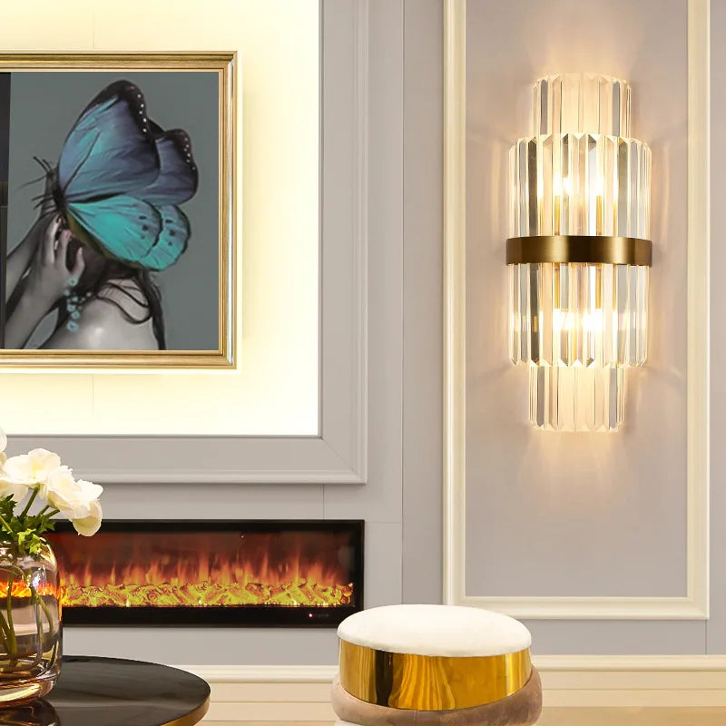 أضواء حائط ليد ذهبية كريستالية من DecorBites™ لتزيين غرفة النوم