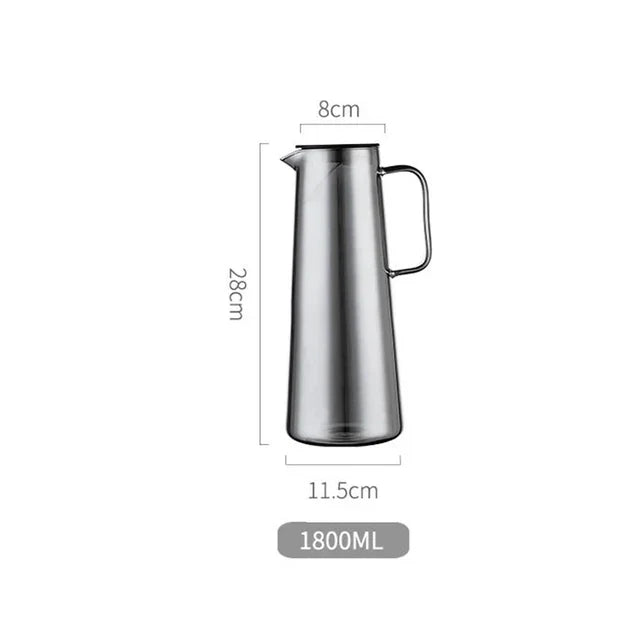 DecorBites™ Gray Glass Water Pitcher with Handle Large-capacity Tea Pot Juice Jug