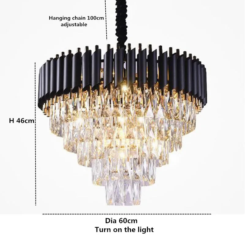 ثريات كريستال ذهبية وسوداء من DecorBites™ بإضاءة LED للسكن الفاخر والضيافة