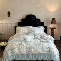 DecorBites™ French Lace Ruffles Princess Bedding Set with Milk Velvet Quilt Cover & Pillowcases