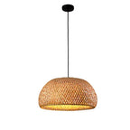 Handwoven Bamboo Wicker Pendant Light in Beige