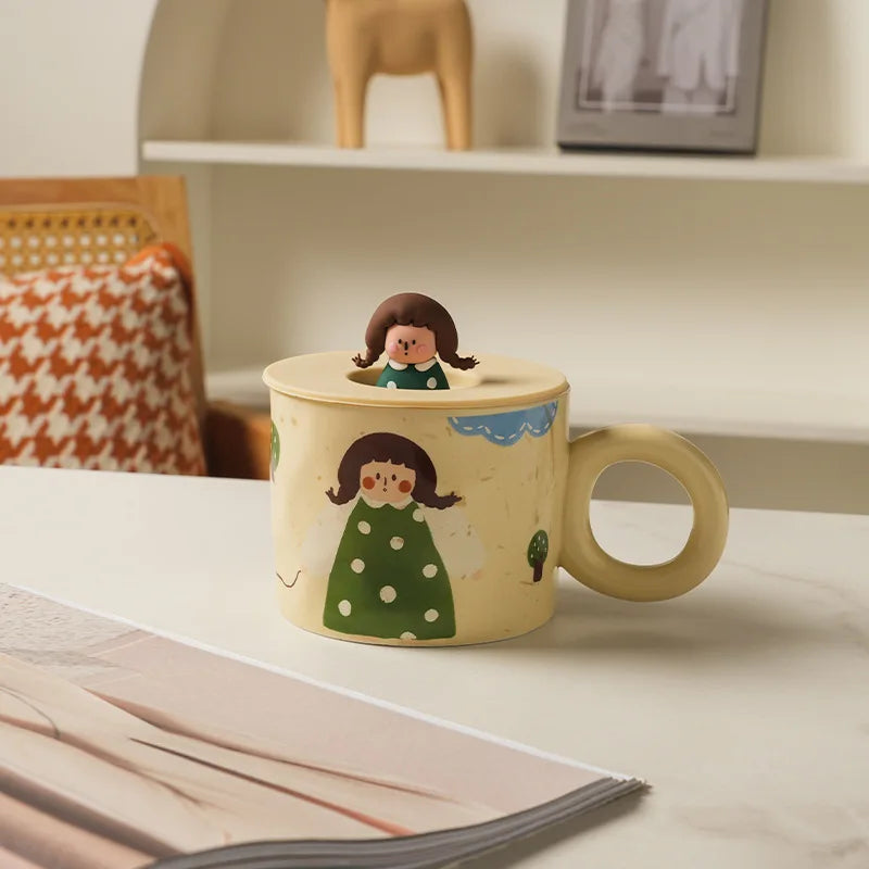 كوب قهوة سيراميك إبداعي من DecorBites™ مع غطاء للأزواج