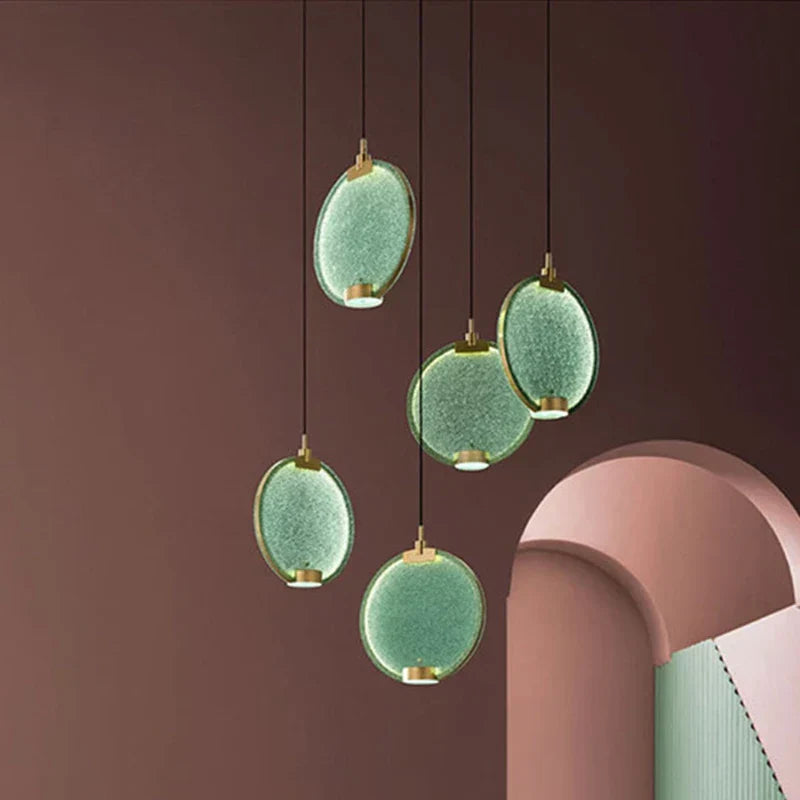 DecorBites™ Clear Pink Glass Horo Pendant Light LED for Loft Bar Art Deco Kitchen