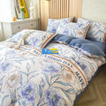 DecorBites™ Green Leaf Print Bedding Set: Duvet Cover, Flat Sheet & Pillowcase - Single Queen Size