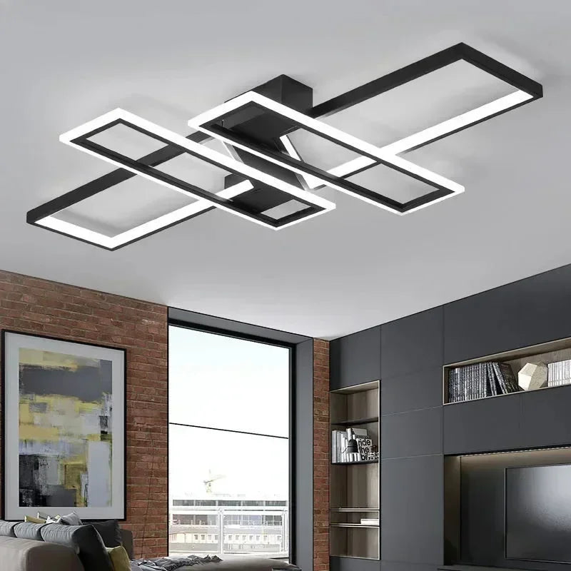 ثريات LED من DecorBites™ مزودة بجهاز تحكم عن بعد - مصباح سقف لامع باللون الأسود للمنزل