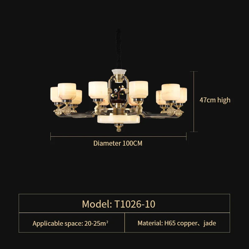 DecorBites™ Copper Jade Duplex Chandelier: Chinese Villa Hall Lighting for Hotel Lobby & Living Room