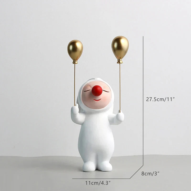 DecorBites™ Clown Bust Sculpture: Golden Candy/Key Tray Kids Balloons Figurine Decor