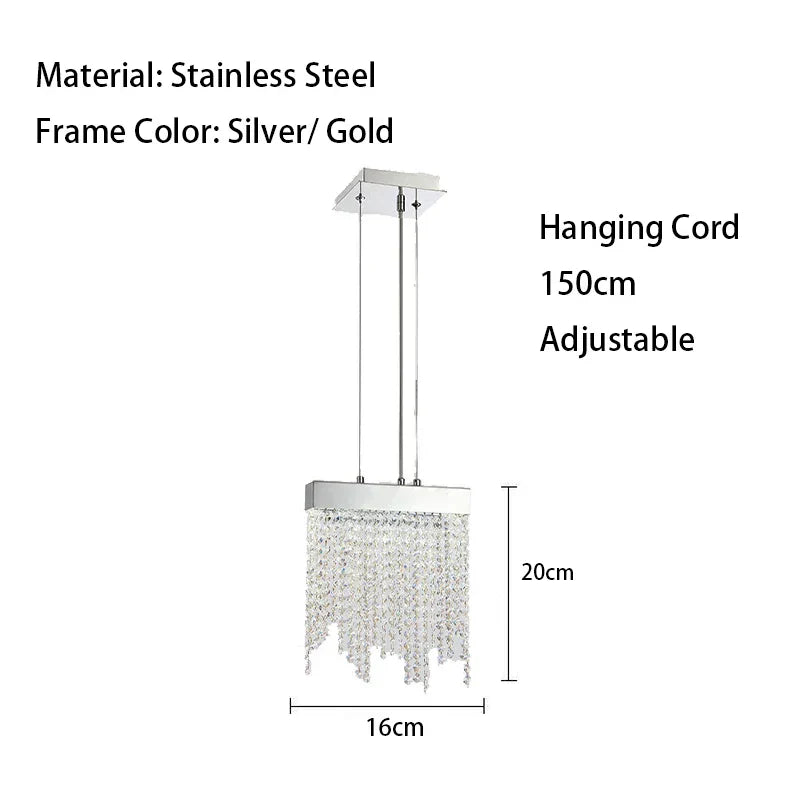 DecorBites™ Crystal Tassel Chandelier: Modern Luxury Silver Hanging Lamp for Dining Room