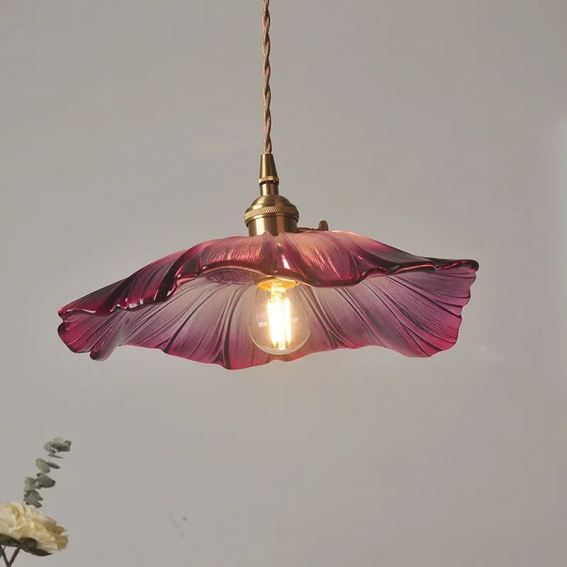 Vintage Flower Glass Pendant Light Fixture