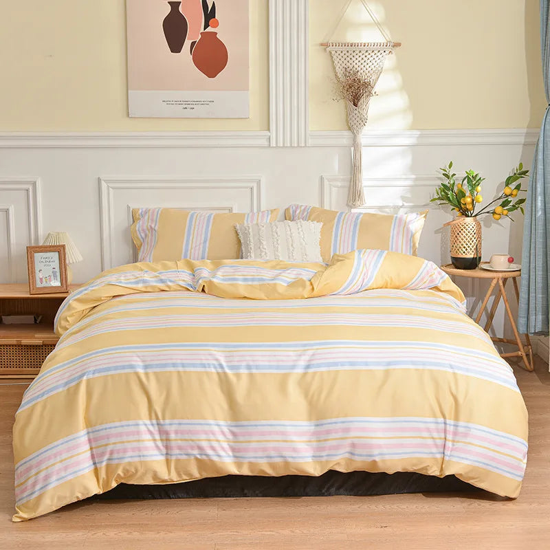 DecorBites™ Geometric Stripes Printed Bedding Set: Duvet Cover, Bed Sheets, Pillowcases