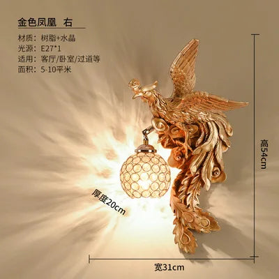 DecorBites™ Dragon Phoenix Wall Light: Luxury Decor for Living Room, Bedroom, Staircase