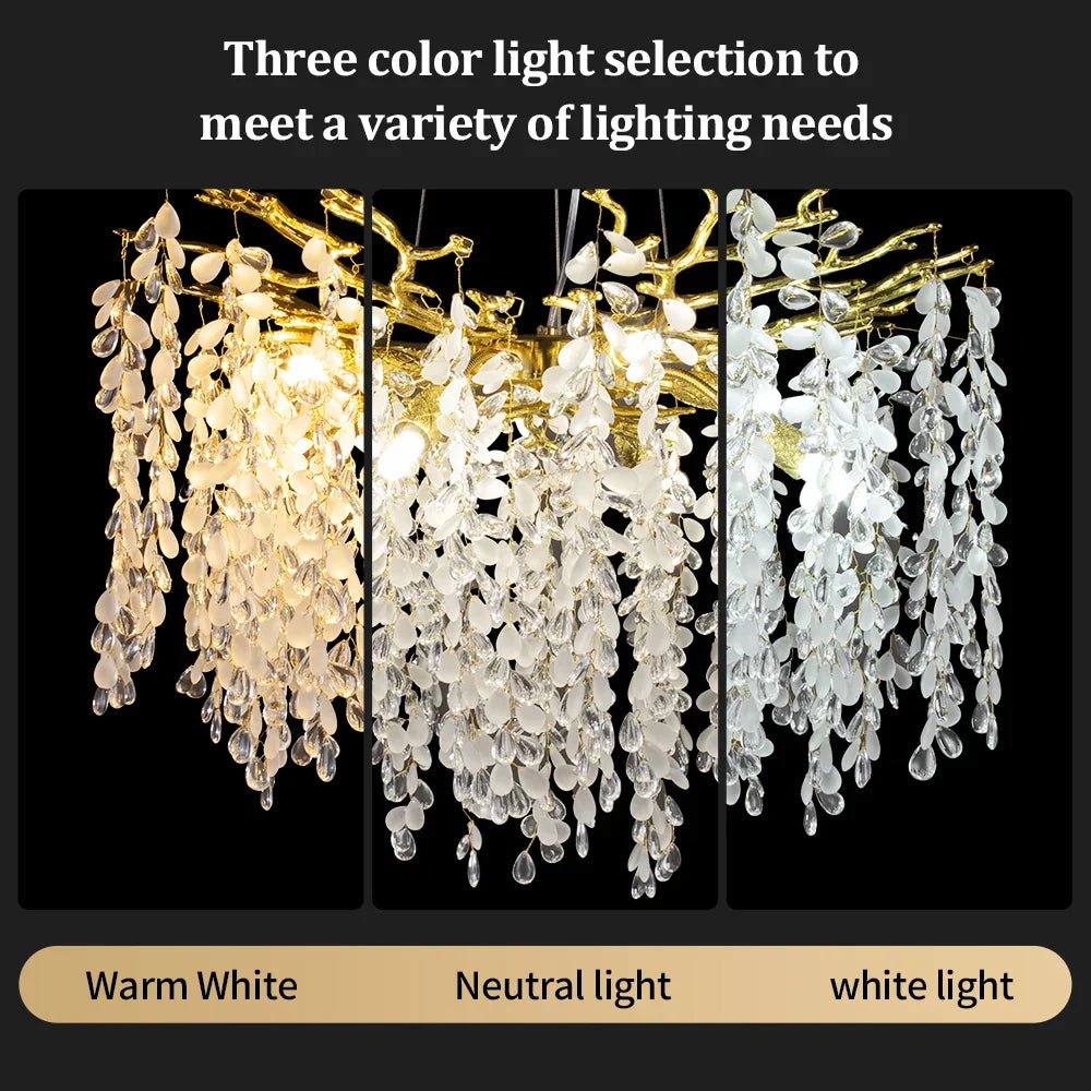 DecorBites™ Crystal Branch Chandelier: Elegant LED Ceiling Light for Living/Dining Room & Foyer