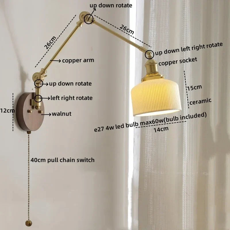 DecorBites™ LED Wall Light Walnut Copper Modern Style Hallway Bedroom Living Room