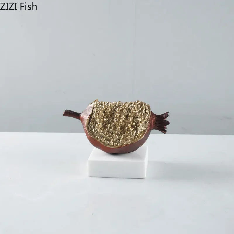 DecorBites™ Golden Pomegranate Sculpture Desk Decoration