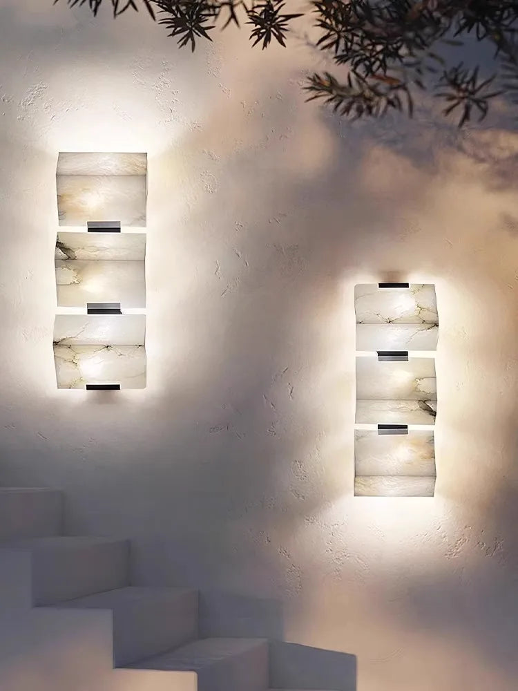 DecorBites™ Art Deco Marble Cube LED Wall Sconce Indoor Outdoor IP54 Waterproof