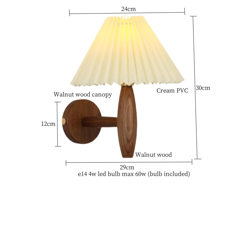 DecorBites™ Cream PVC LED Wall Lamps Japanese Walnut Wood Applique Murale