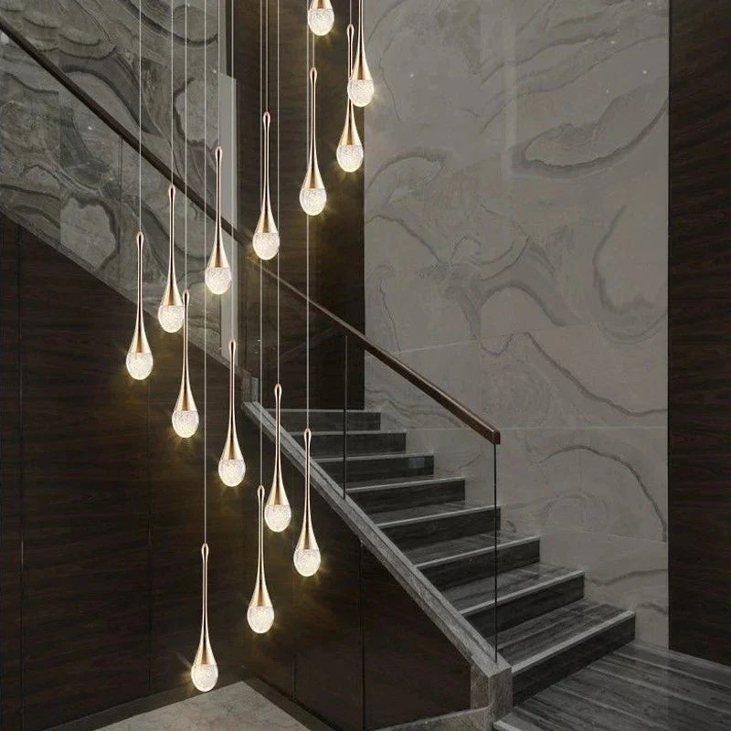 DecorBites™ Crystal LED Chandeliers: Elegant Staircase Hanging Lights for Luxe Living Spaces