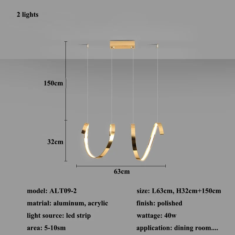 مصابيح معلقة LED غير منتظمة من DecorBites™ باللون الذهبي لإضاءة غرف المعيشة والطعام العصرية