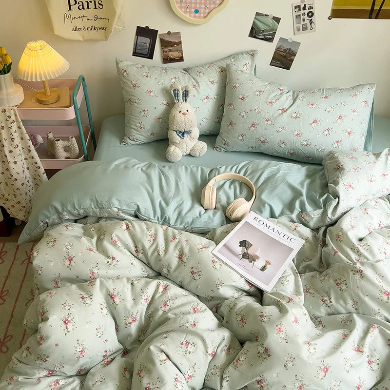 غطاء لحاف فردي بتصميم زهور كورية من DecorBites™: راحة مميزة، لجميع الفصول، لطيف على البشرة