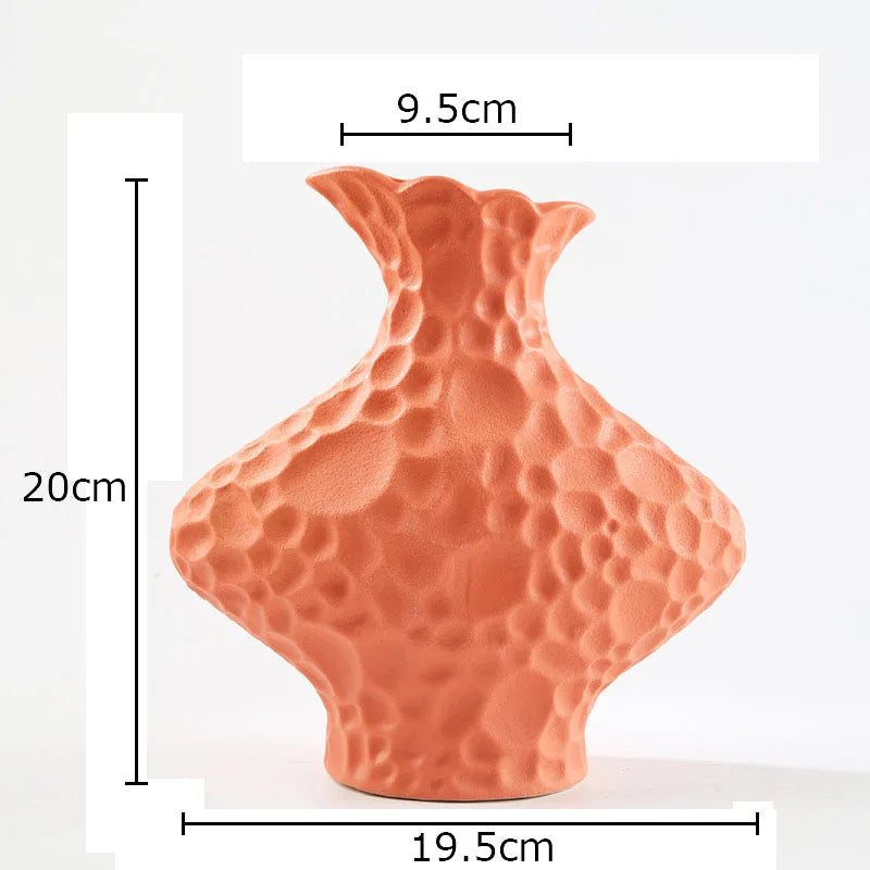 DecorBites™ Frosted Ceramic Vase Artificial Floral Decor Desk Decoration Modern Flower Arrangement