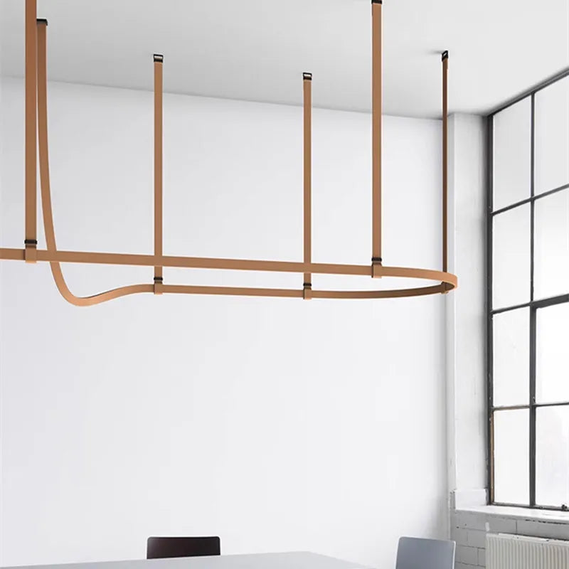 DecorBites™ BELT LED Pendant Lamp: Minimalist Leather Hanging Light for Dining Room Home Decor