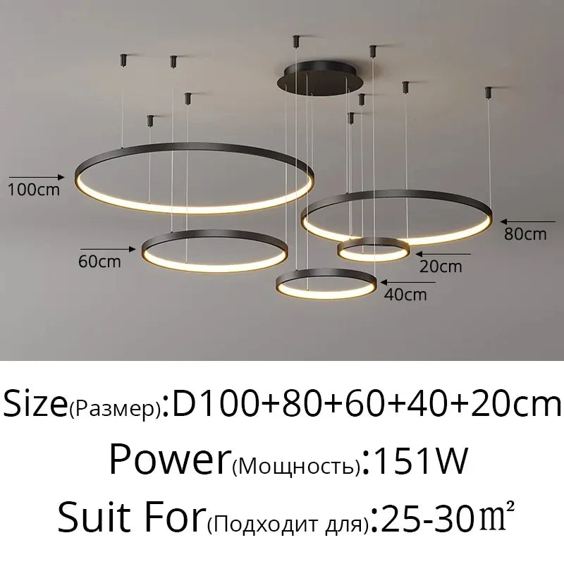 مصباح قلادة حلقي LED أكريليك DecorBites™، تصميم حديث بسيط للثريا الفنية