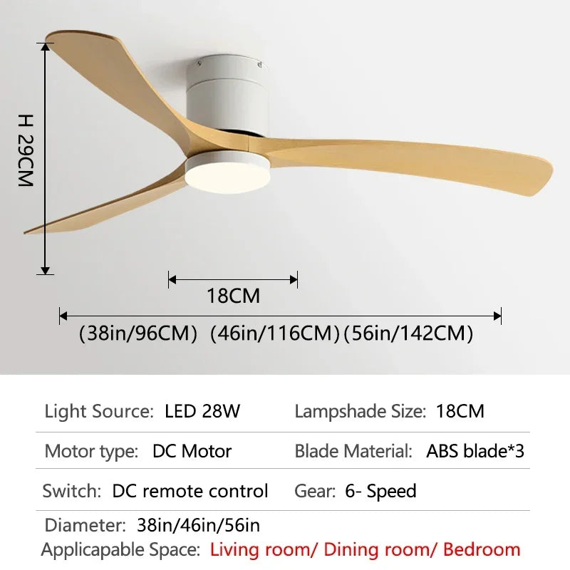 DecorBites™ 46" Modern Black Ceiling Fan with Remote Control and LED Light