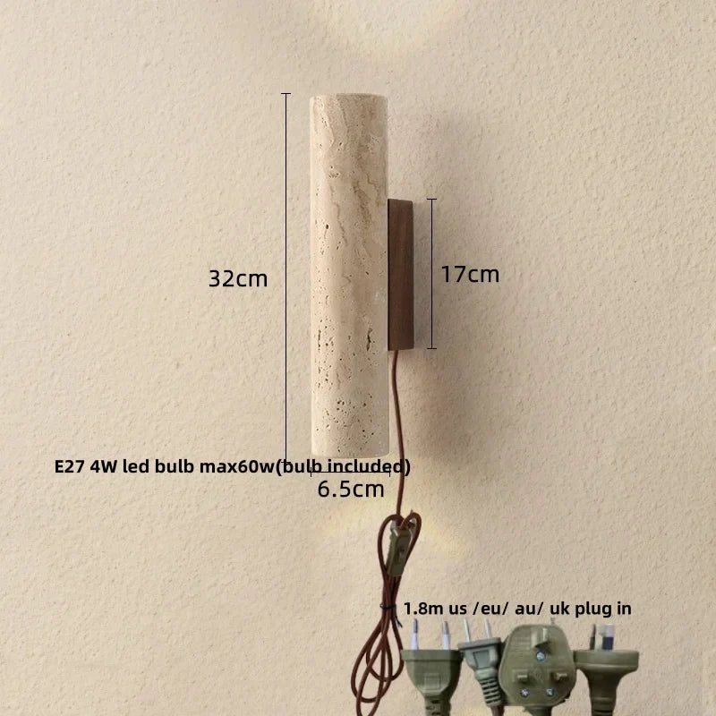 DecorBites™ LED Wall Sconce Modern Nordic Wood Canopy Terrazzo Bathroom Mirror Light