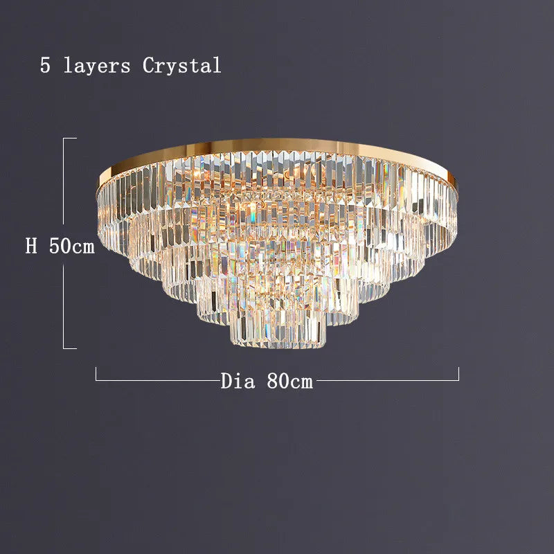 مصابيح سقف كريستالية ذهبية LED من DecorBites™: تجهيزات فاخرة لديكور المنزل