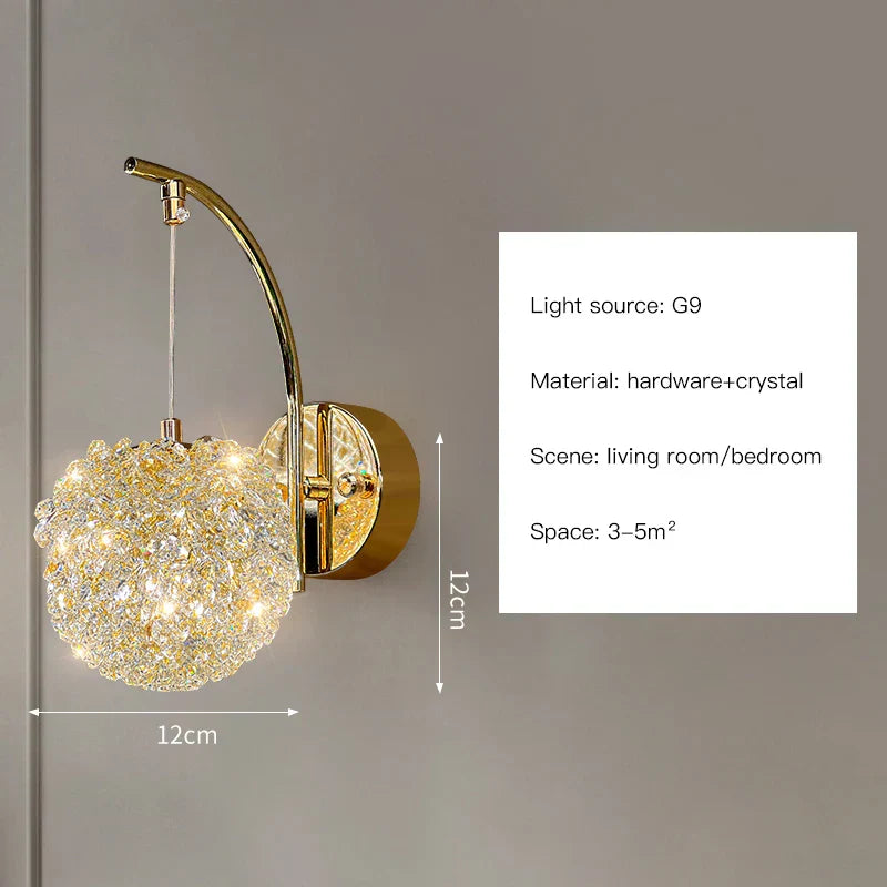 DecorBites™ Crystal Wall Lights Sconce for Bedroom Foyer Bedside Aisle.