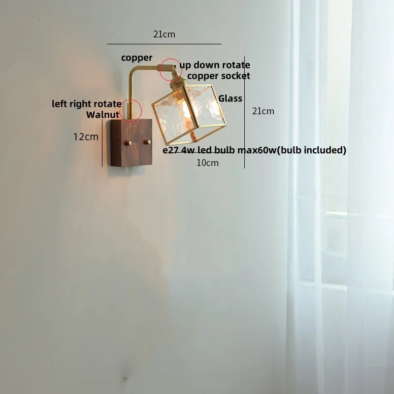 DecorBites™ Brass LED Wall Lights Rotatable Blue Glass Dining Room Stair Light