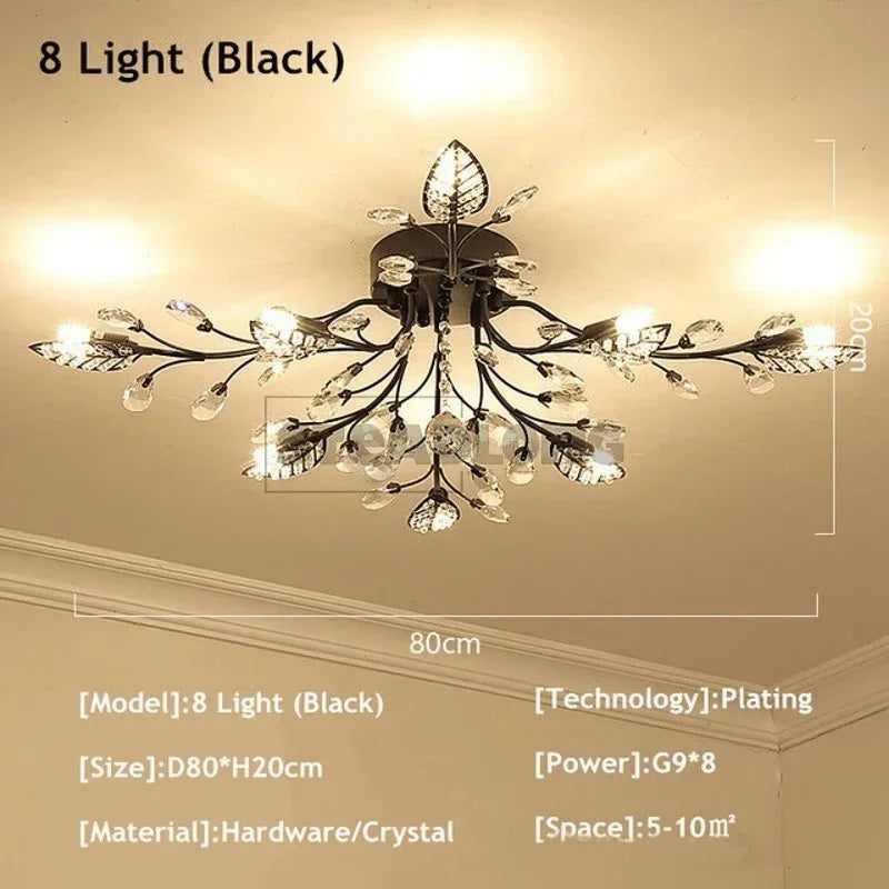 DecorBites™ Crystal Ceiling Chandelier LED Light Fixture for Living Room Bedroom Kitchen