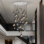 Smoke Gray Glass Multi-Light Staircase Pendant Light