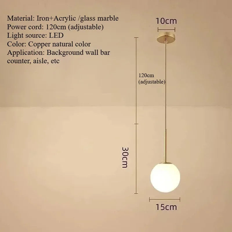 Minimalist Acrylic Globe Pendant Light In Black Or Gold